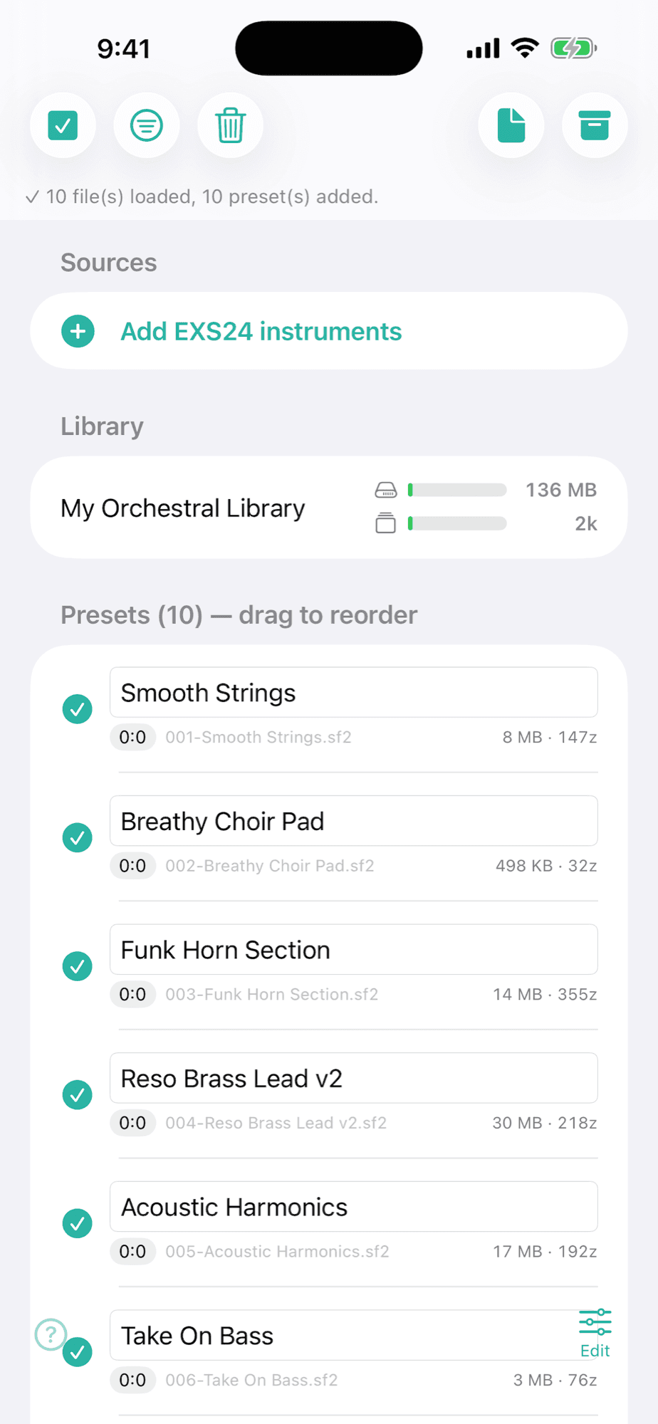 REXS — Gerenciador e player de instrumentos .exs (EXS24 / Sampler do Logic) para iPhone, iPad e Mac (3)