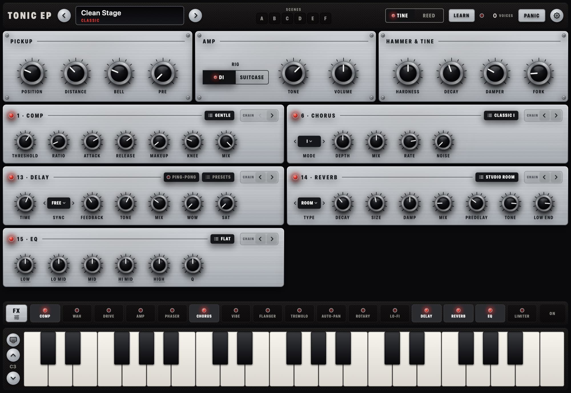 Tonic EP — Piano elétrico de modelagem física — tine e palheta, AUv3 + standalone — iPhone, iPad e Mac (1)
