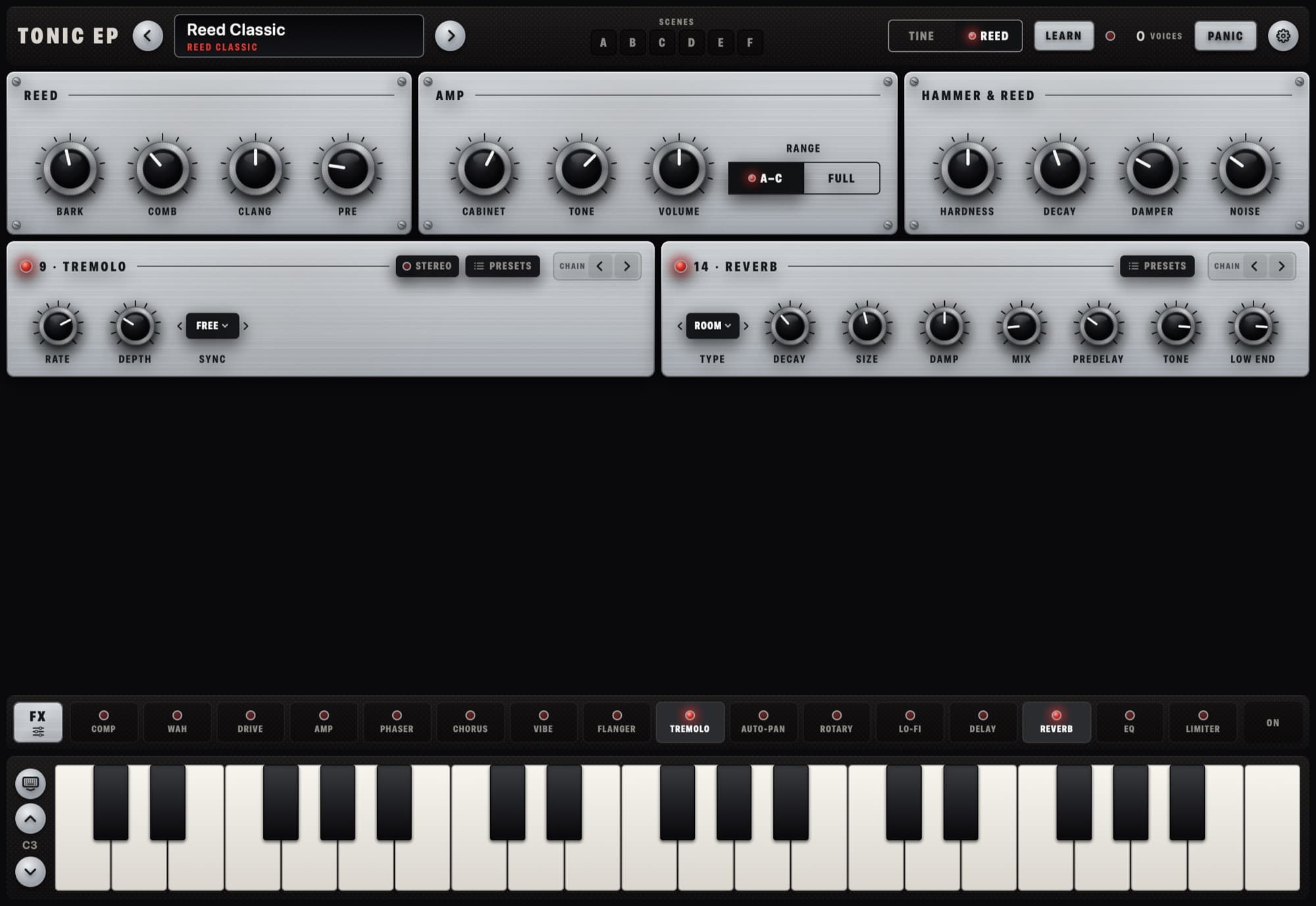 Tonic EP — Piano elétrico de modelagem física — tine e palheta, AUv3 + standalone — iPhone, iPad e Mac (2)